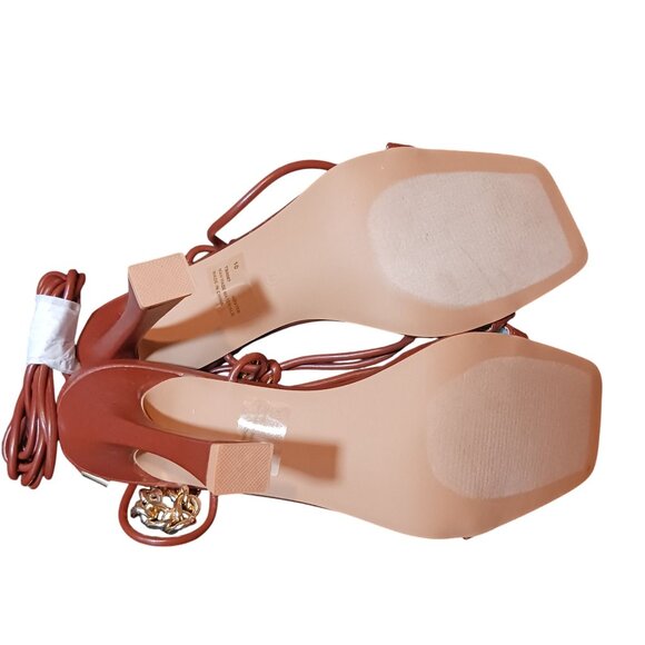 Cape Robbin Brown Strappy Heels with Gold Chain - Picture 8 of 11